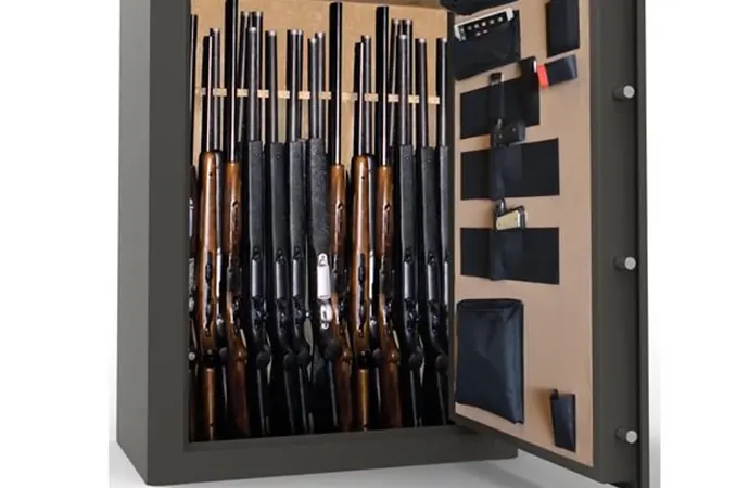 Gun cabinets typically have a larger storage capacity than a gun safe.