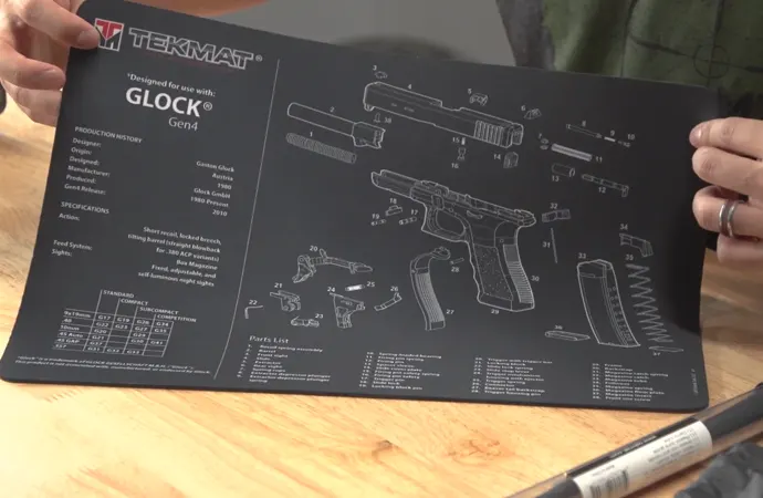 If you are new to cleaning your handguns or Glock, you can opt to buy a gun mat with printed easy-to-follow instructions and diagrams to assemble your Glock.