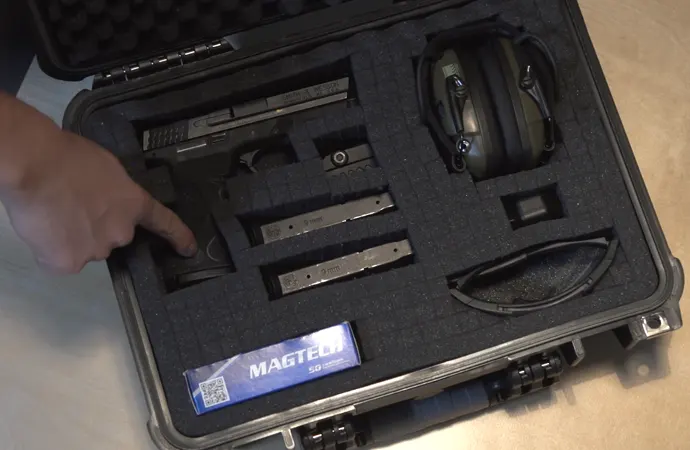 Modern gun cases are either made of plastic or aircraft aluminum and feature thick, closed-cell foam on the inside to protect your gun from scratches.