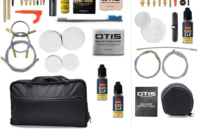 The gun cleaning kit may come in different kinds of cases like nylon bags and aluminum toolboxes.